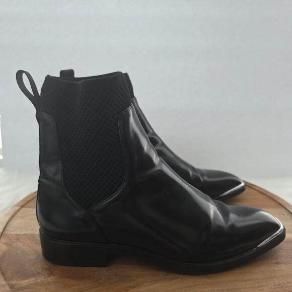 Zara Trafaluc Boots Womens Size 38 Metallic Square Toe Studded Chelsea Shoes - Picture 1 of 12
